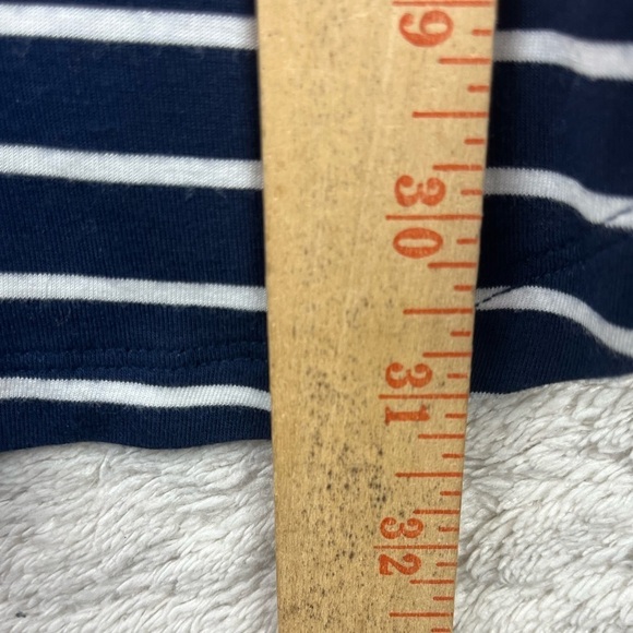 GAP Luxe Navy Striped Nautical Crew Neck Long Sleeve Size Large Preppy Prep - Picture 12 of 13